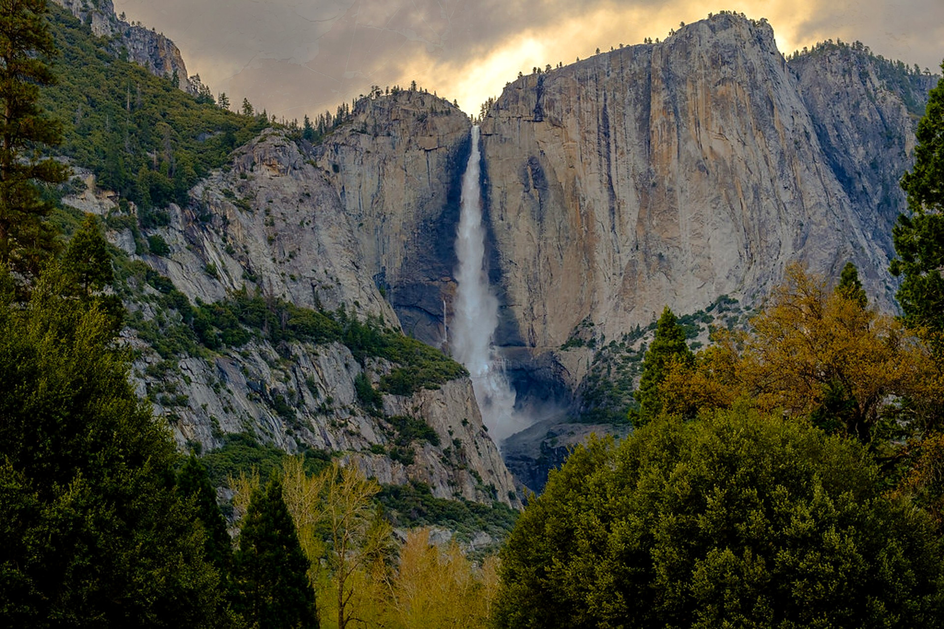Yosemite Fall, overlaid with Faded Fresco